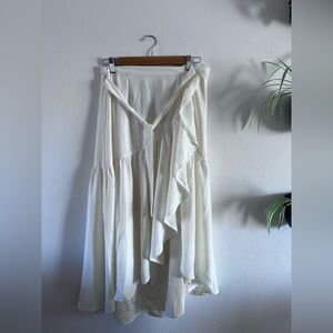 Lulu's Cream/White Asymmetrical Wrap Skirt- Adjustable Size Small